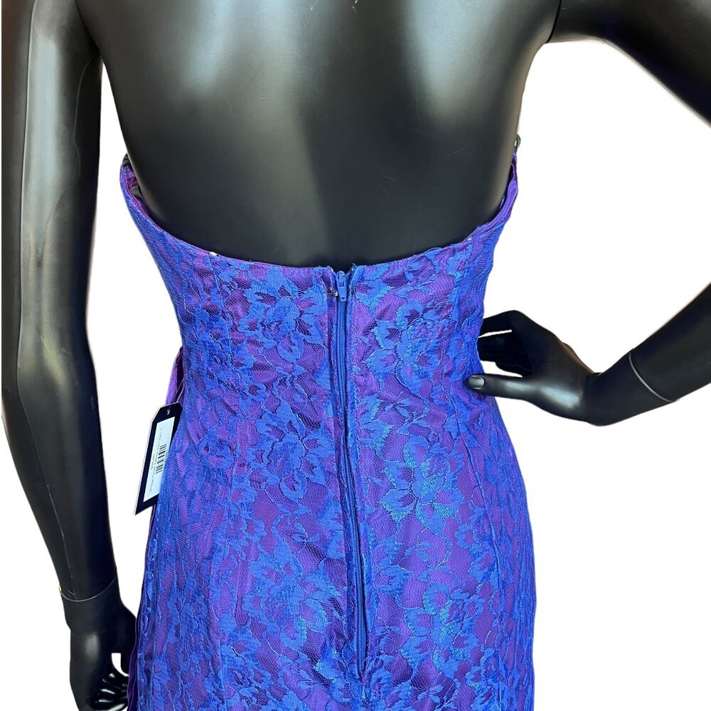 HOMECOMING - Vintage Purple Taffeta and Lace Party Dress - Picture 5 of 7
